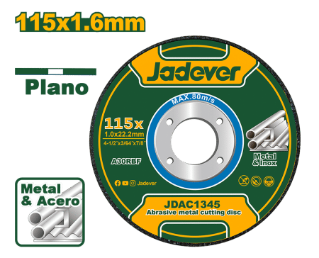 DISCO CORTE/ABRASIVO METAL 115X1.6MM PLANO