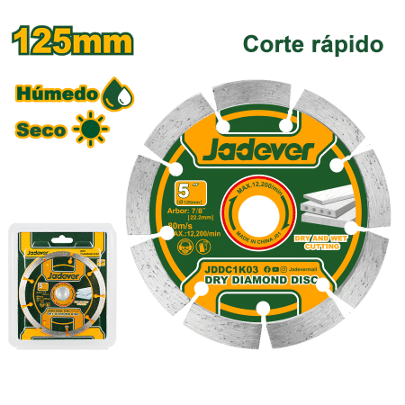 DISCO DIAMANTADO SECO 125X22.2MM ANCHO: 7.5MM