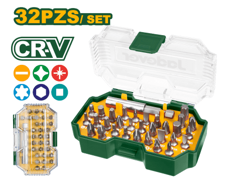SET DE PUNTAS CR-V + EXTENSION D/DESTORNILLADOR 32PCS