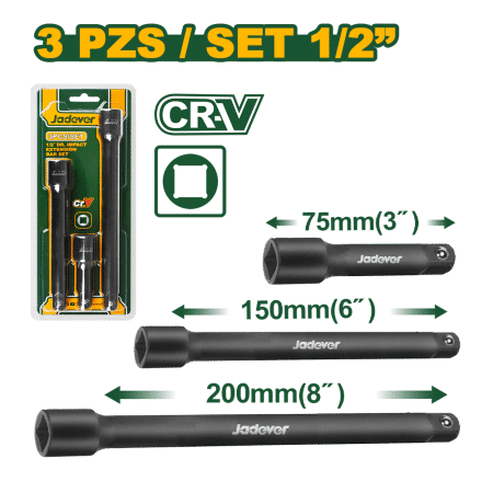SET DE DADOS DE IMPACTO EXTENDIBLE 1/2" 3PCS