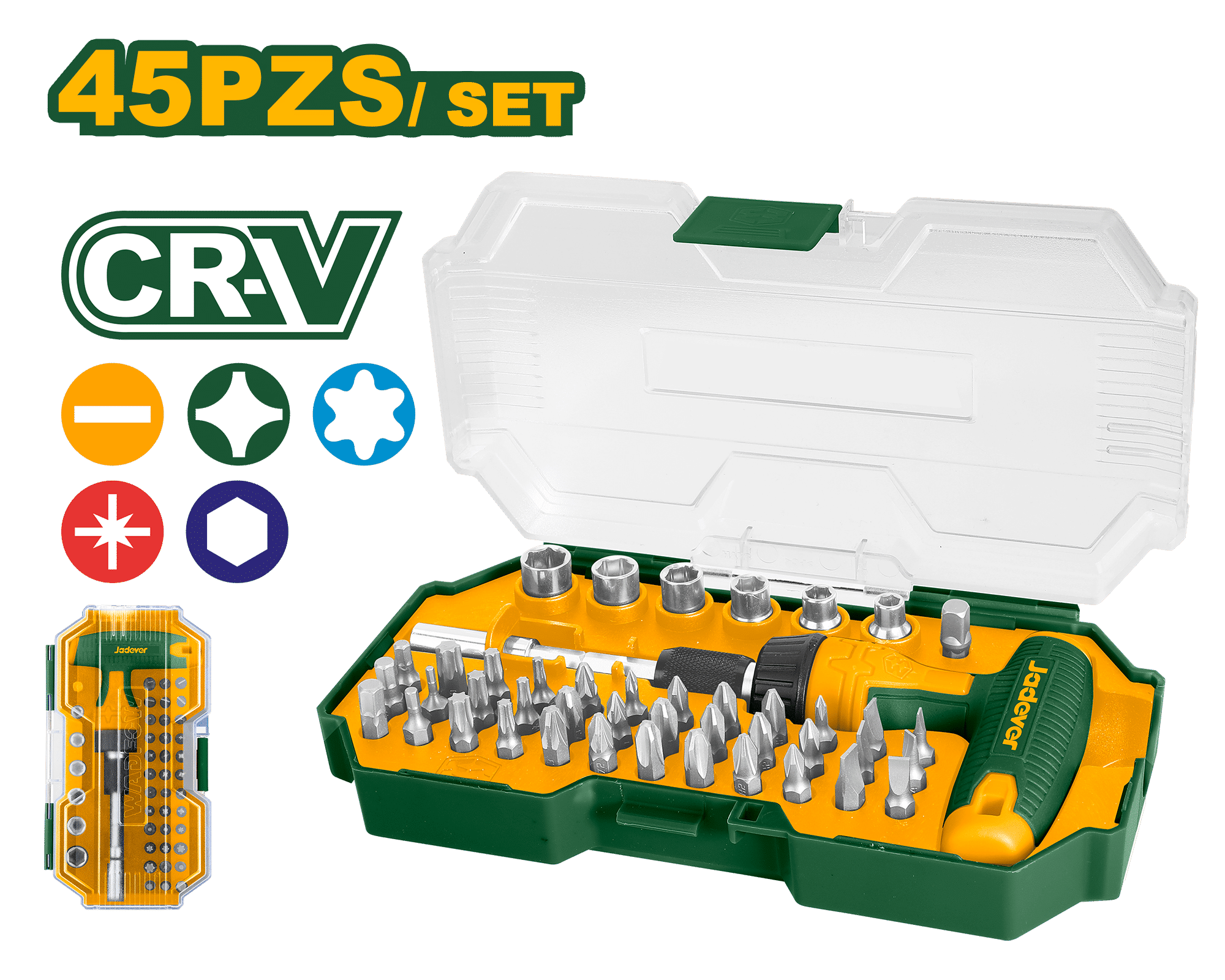 SET DE DESTORNILLADOR + PUNTAS CR-V 45PCS