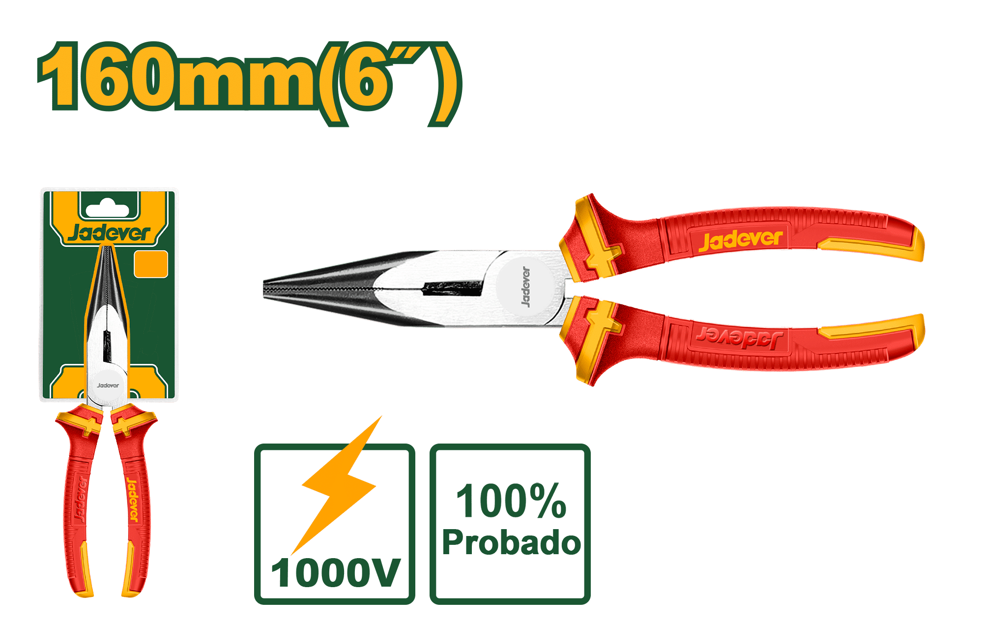 ALICATE PUNTA LARGA 6" 160MM AISLADO 1000V