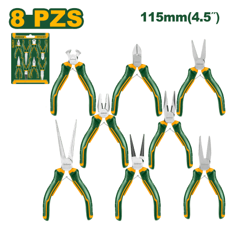 SET DE ALICATES 8PCS 4.5" 115MM