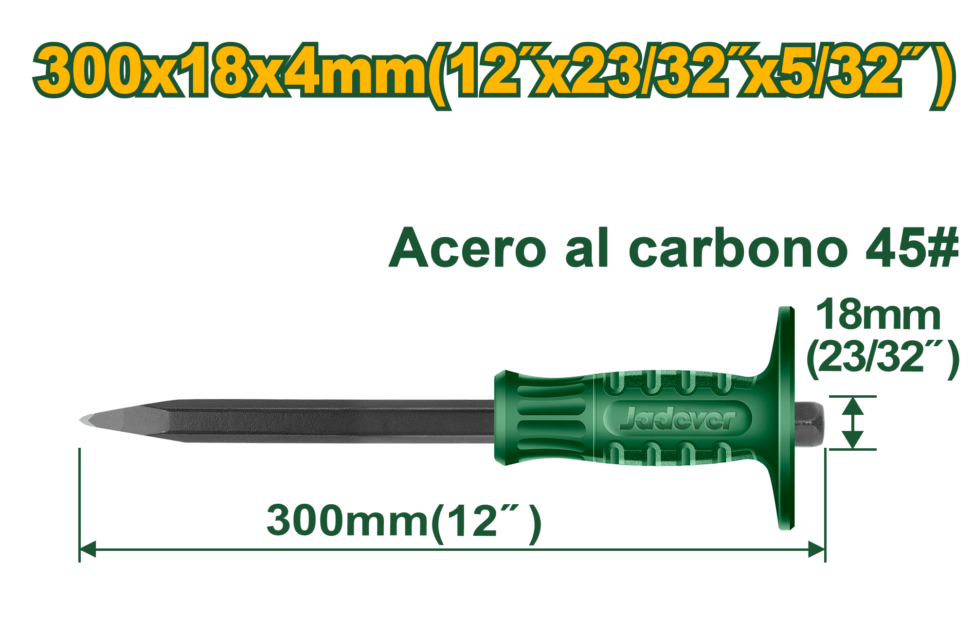 CINCEL CONCRETO (PUNTA AGUDA) 12'' 300X18X4MM CS45