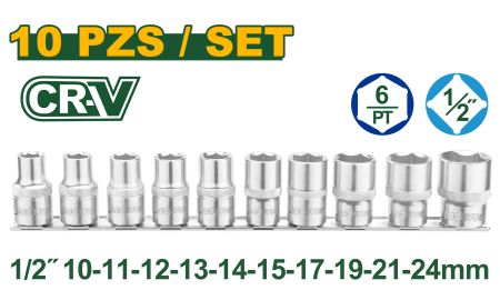 SET DE DADOS 1/2" 10PCS