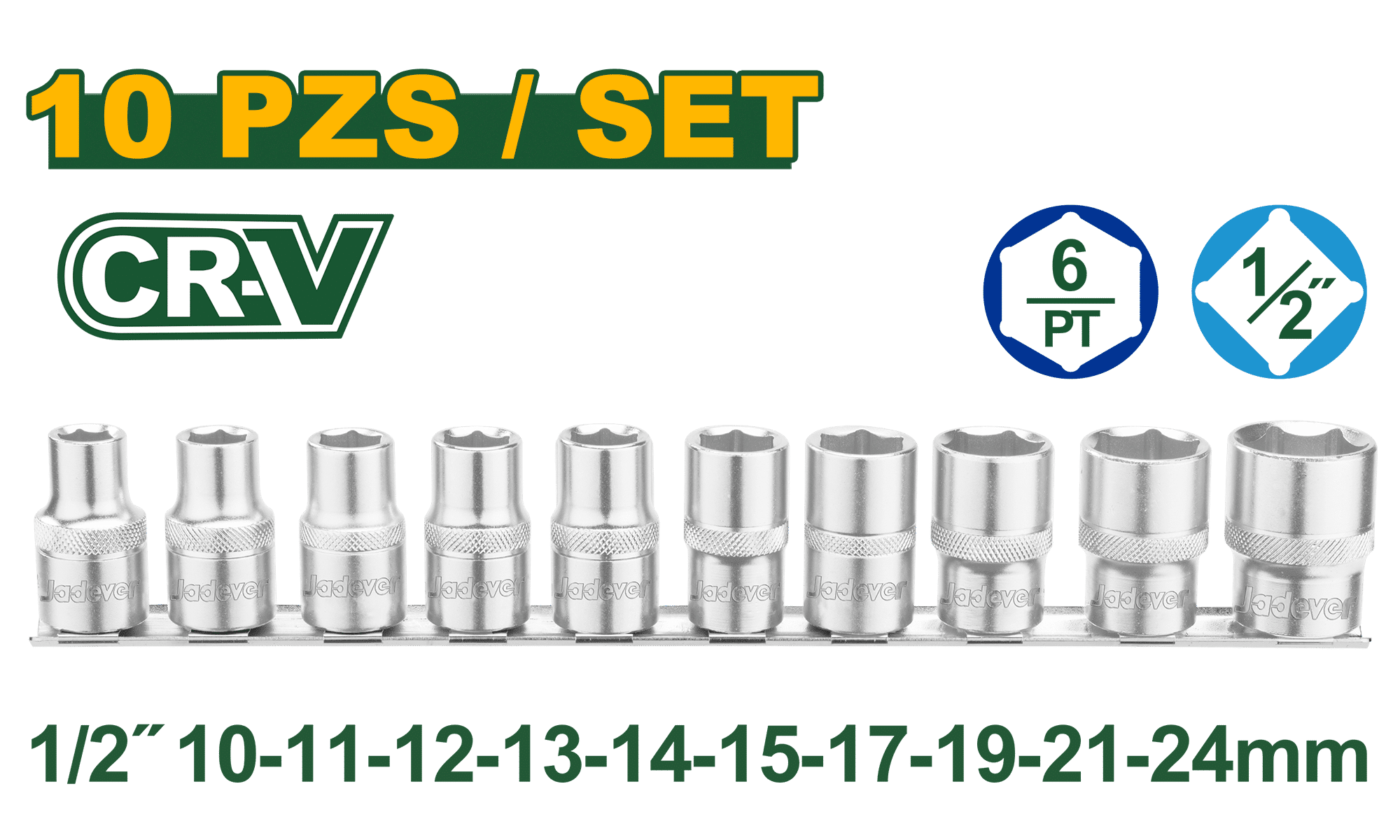 SET DE DADOS 1/2" 10PCS