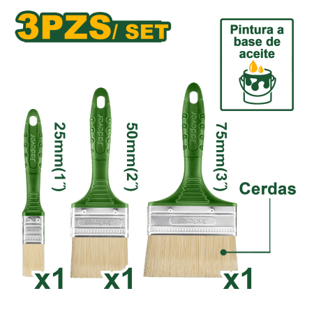 SET DE BROCHAS P/PINTURA EN BASE DE ACEITE 3PCS