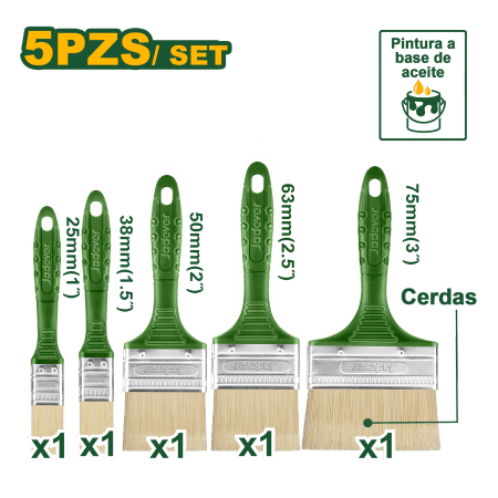 SET DE BROCHAS P/PINTURA EN BASE DE ACEITE 5PCS