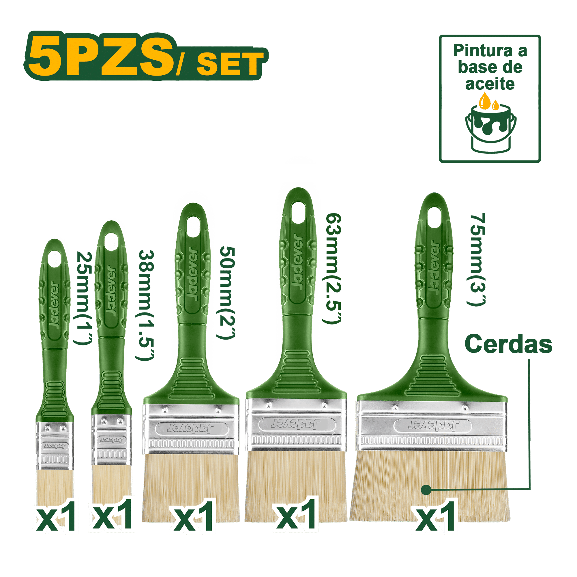 SET DE BROCHAS P/PINTURA EN BASE DE ACEITE 5PCS