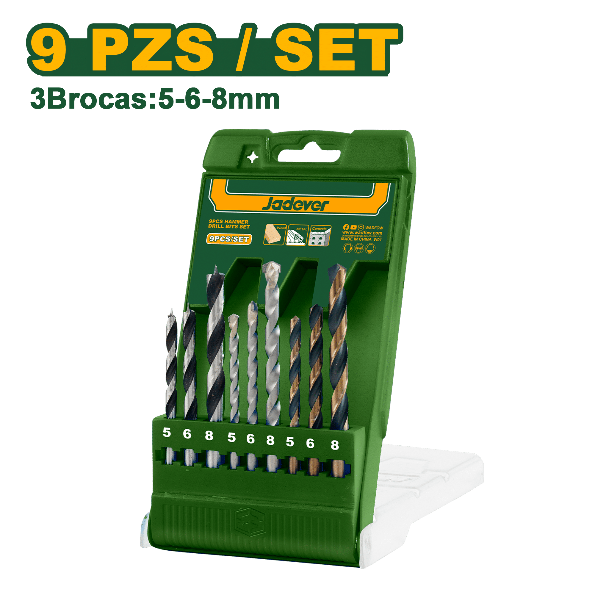 SET DE BROCAS 9PCS MIX + ESTUCHE