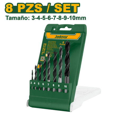 SET DE BROCAS 8PCS PARA MADERA/PVC + ESTUCHE