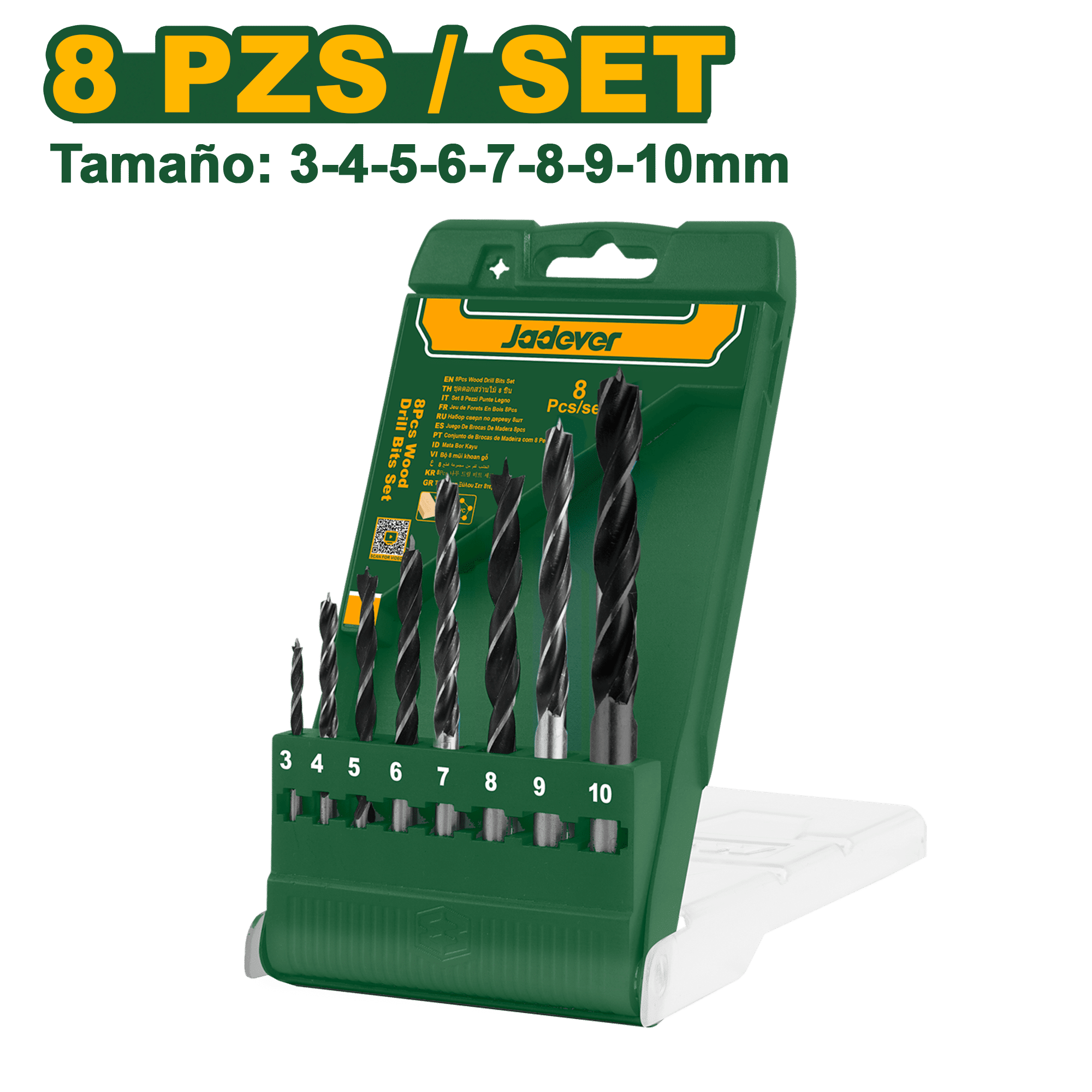 SET DE BROCAS 8PCS PARA MADERA/PVC + ESTUCHE