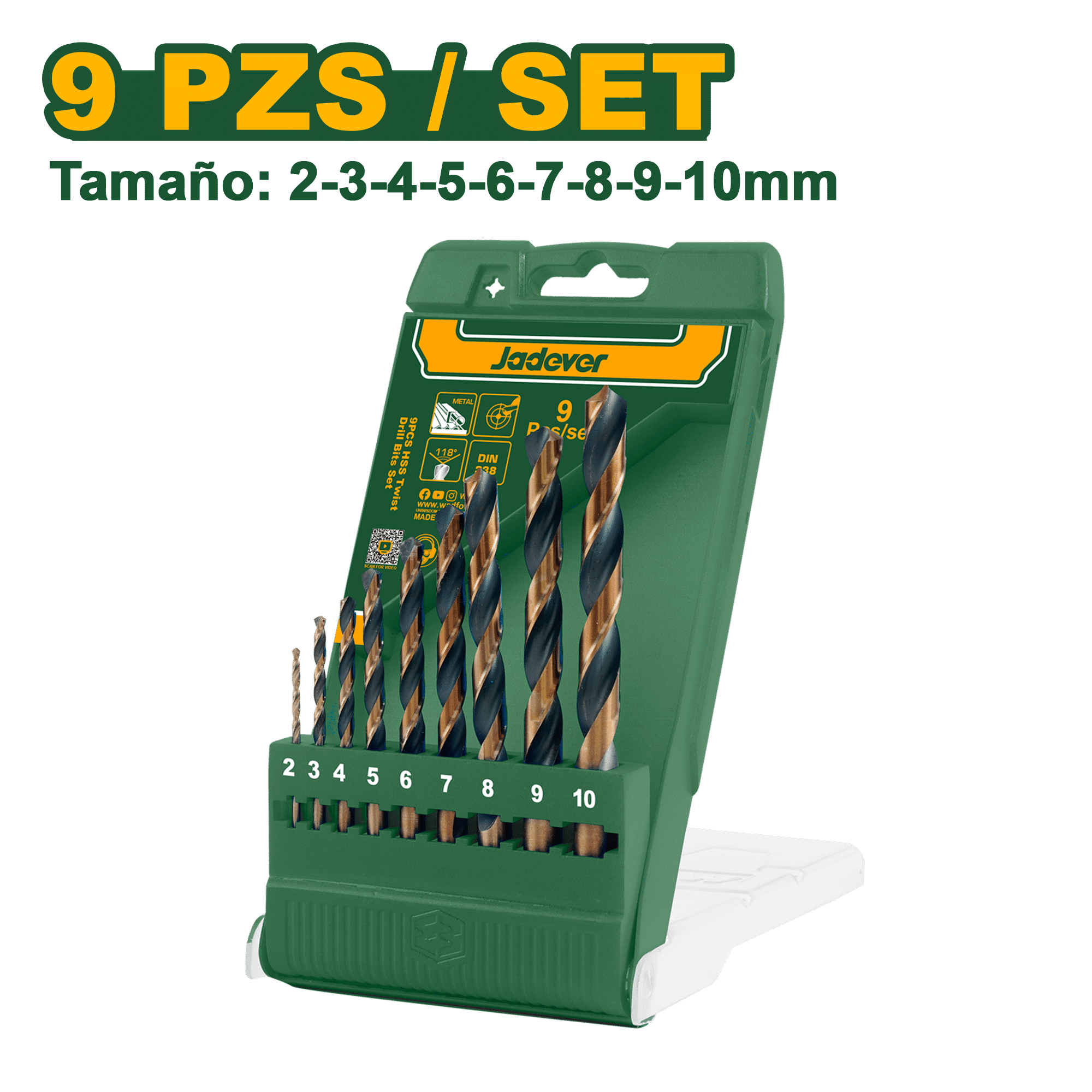 SET DE BROCAS 9PCS HSS (PARA METAL) + ESTUCHE