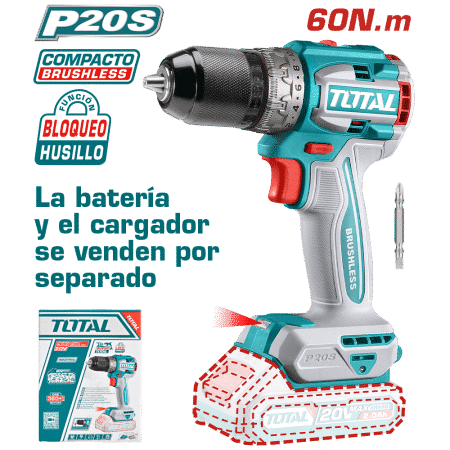 TALADRO 20V 60NM 13MM 22+1 COMPACTO BRUSHLESS INDUSTRIAL