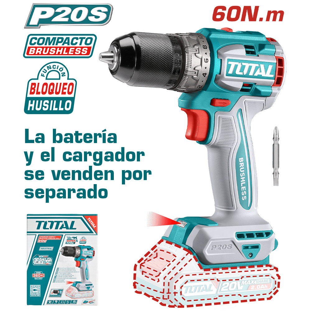 TALADRO 20V 60NM 13MM 22+1 COMPACTO BRUSHLESS INDUSTRIAL