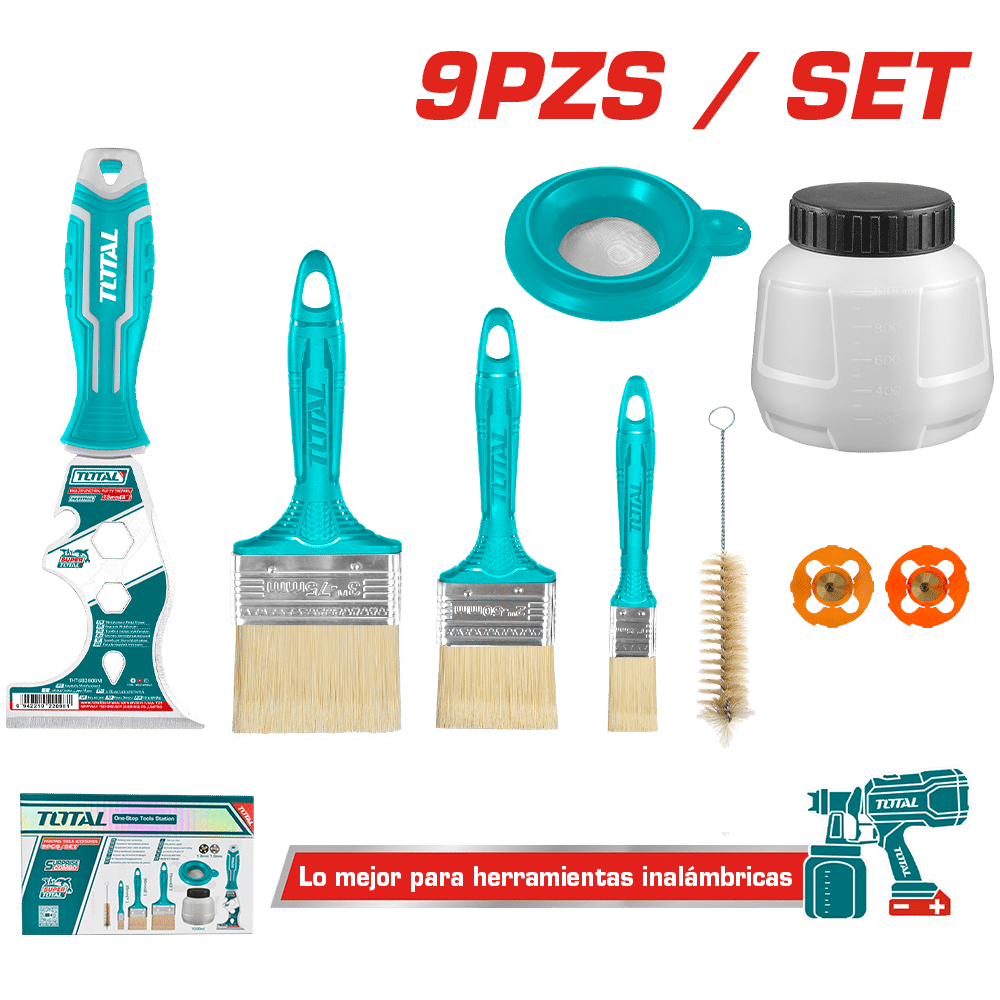 SET DE BROCHAS + ACCESORIOS P/PINTAR 9PCS