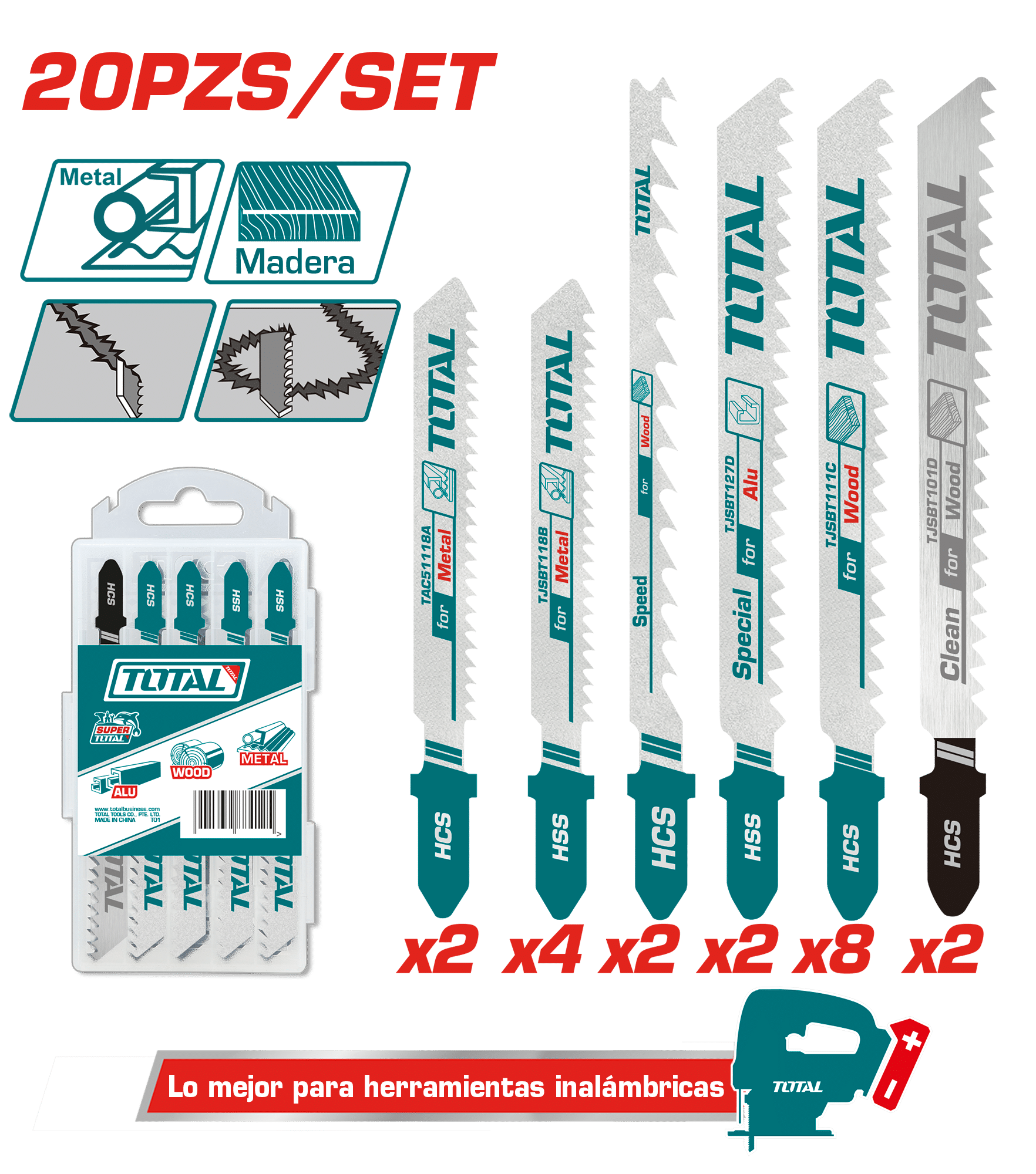 HOJA DE SIERRA PARA CALAR P/METAL-MADERA 20PCS