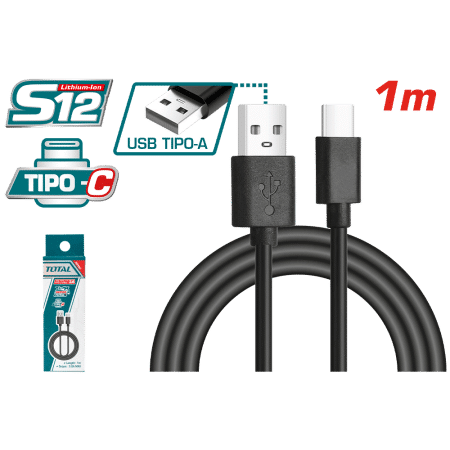 CABLE USB TIPO A/C 1M 3A PARA CARGADOR S12