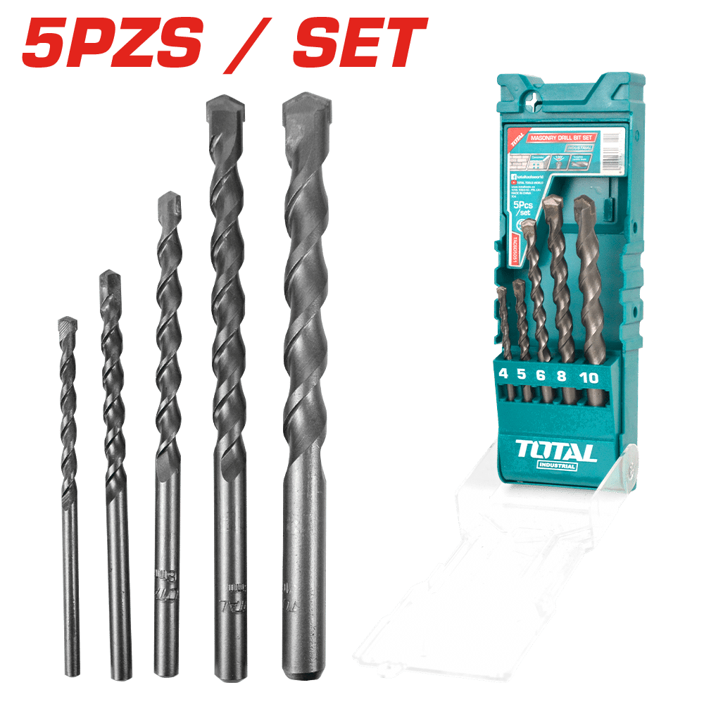 SET DE BROCAS ALBAÑILERIA 5PCS 4-10MM ESTUCHE INDUSTRIAL