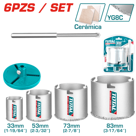 SET DE SIERRAS CORONA 6PCS 33/53/73/83MM YG8C PARA MAYOLICAS