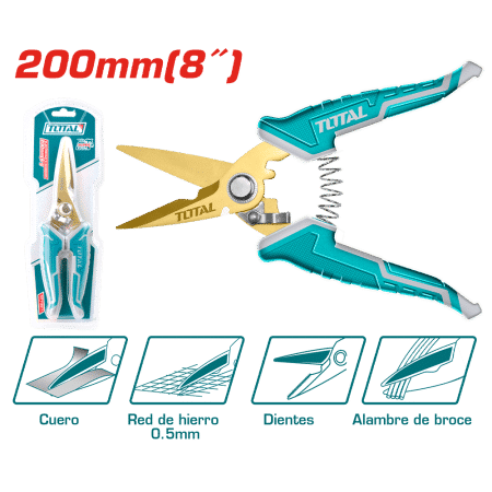 TIJERA ELECTRICISTA 200MM (8") ACERO INOX DISEÑO UNICO
