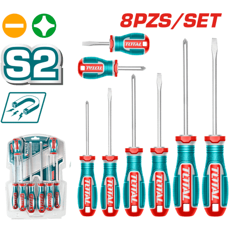 SET DESTORNILLADORES 8PCS S2 4XSL+4XPH 38/75/100/150MM MAG. INDUSTRIAL