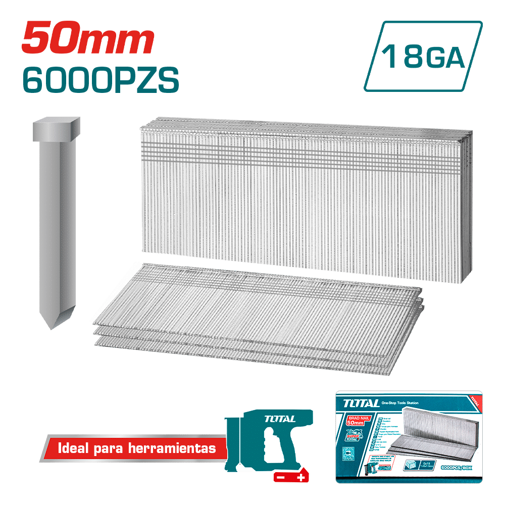 TIRAS DE CLAVOS 6000PCSXCAJA 50MM 18GA