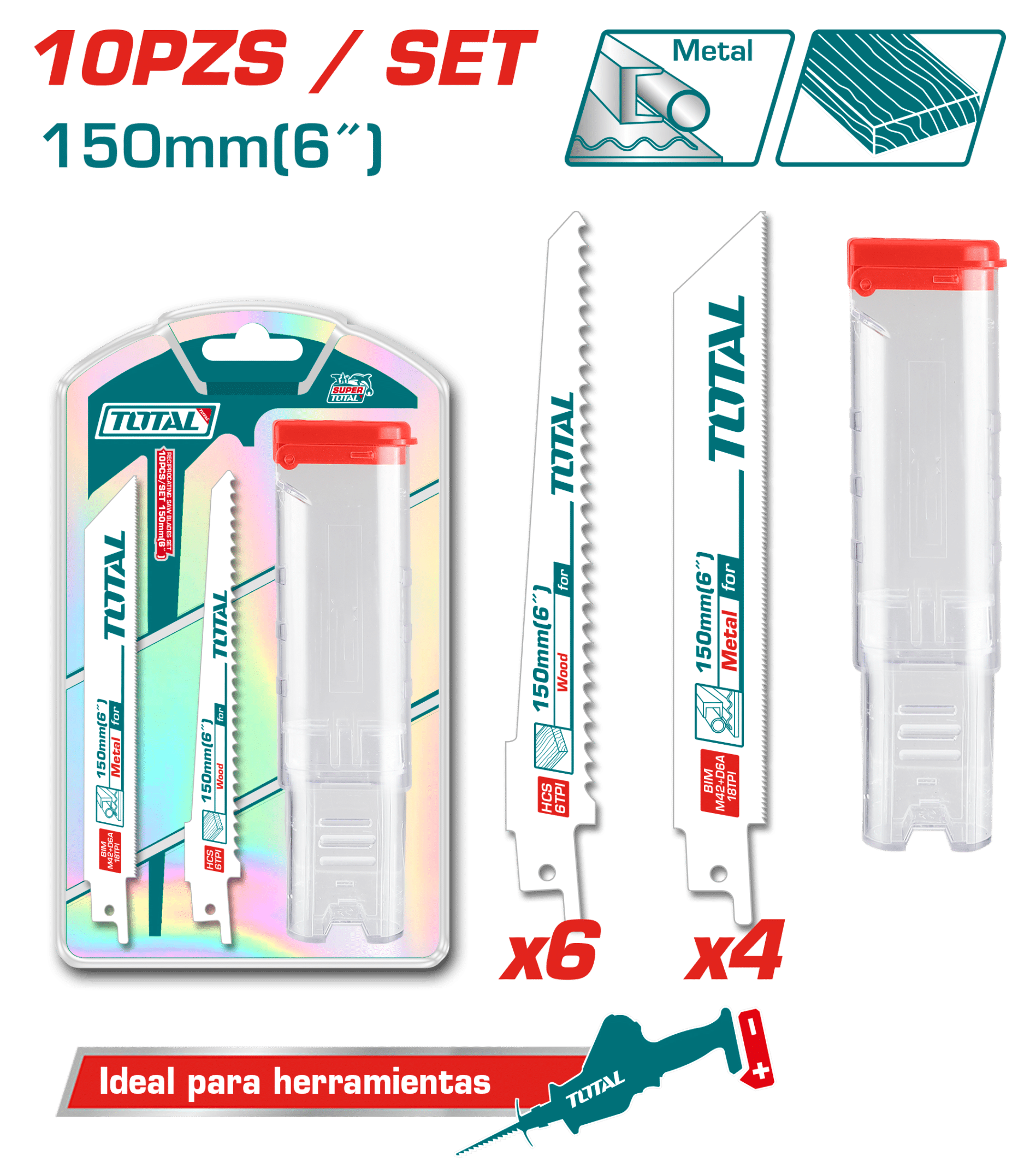 SET CUCHILLAS SIERRA SABLE 10PCS 150MM BIMETALICA HCS