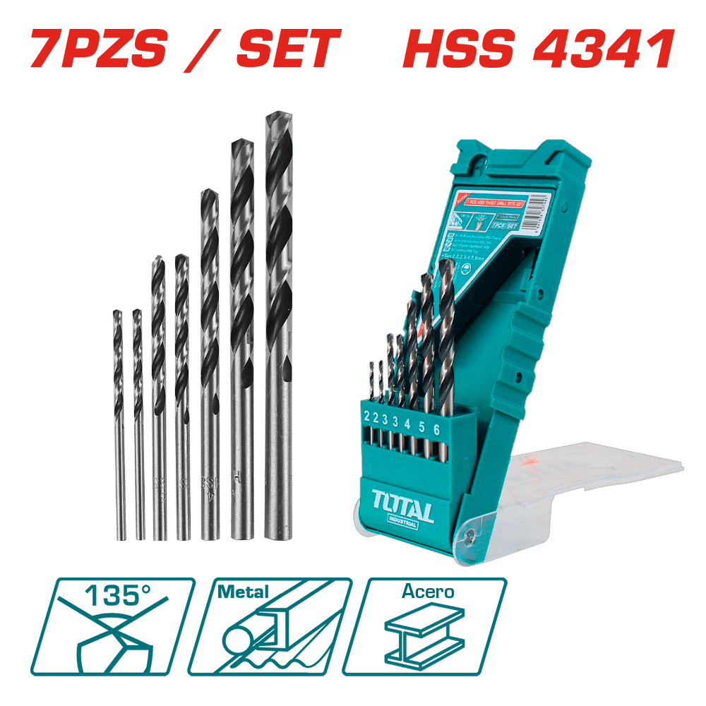 SET DE BROCAS HSS 07PCS EN ESTUCHE