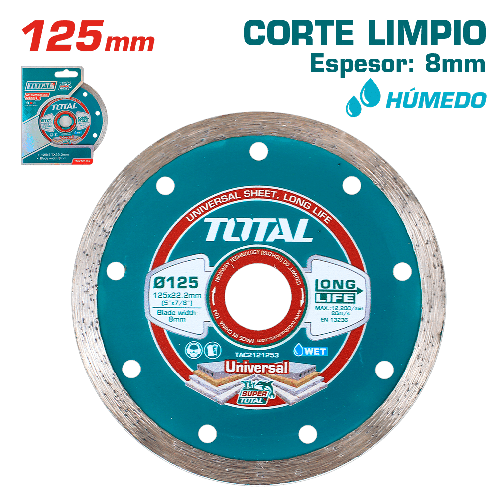 DISCO DIAMANTADO CONTINUO 5.0'' (125X22.2MM) HOJA: 8MM HUMEDO