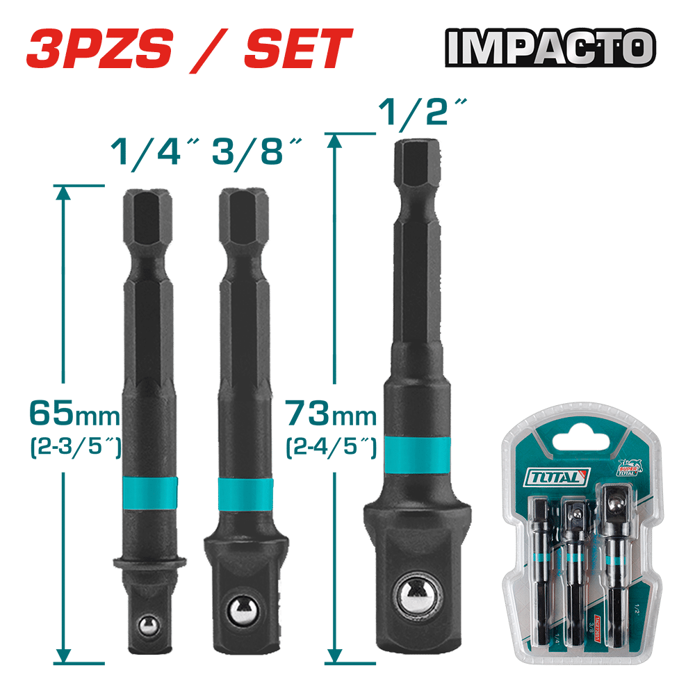 SET EXTENCIONES SOCKET DE IMPACTO 3PCS 1/4 HEX 50BV30