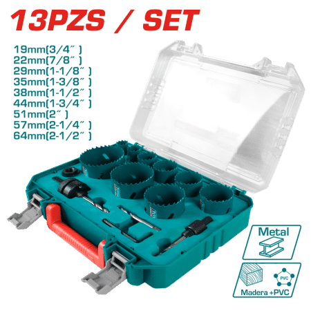 SET DE SIERRAS CORONA BI-METAL 13PCS EN MALETIN