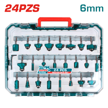 SET DE PUNTAS PARA RUTEADORA 06MM 24PCS EN MALETIN INDUSTRIAL