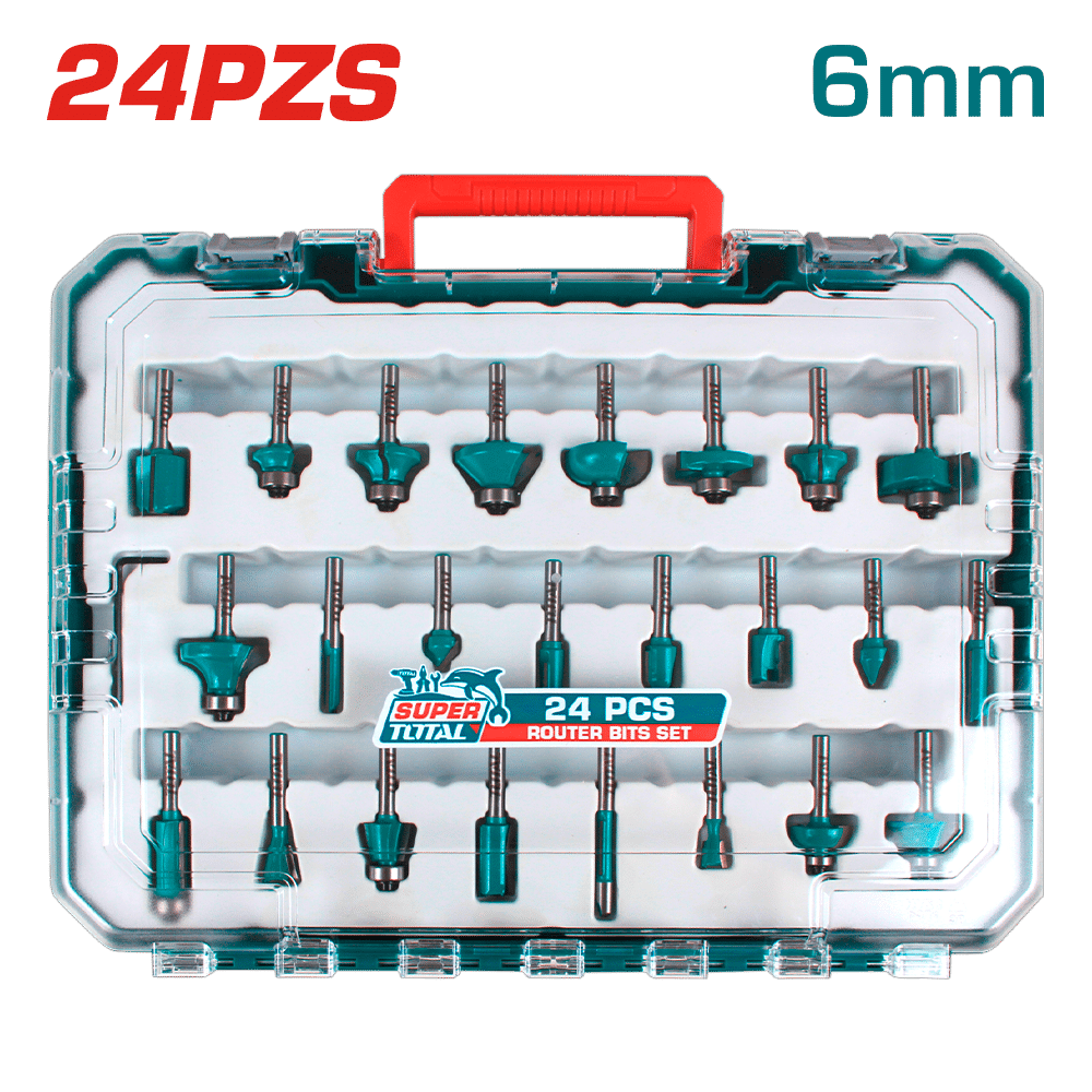 SET DE PUNTAS PARA RUTEADORA 06MM 24PCS EN MALETIN INDUSTRIAL