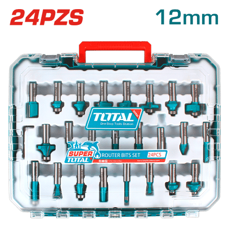 SET DE PUNTAS PARA RUTEADORA 12MM 24PCS EN MALETIN INDUSTRIAL