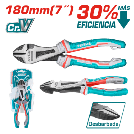 ALICATE CORTE DIAGONAL ALTO APALANCAMIENTO HD 7'' 180MM CR.V MEJ:30% INDUSTRIAL