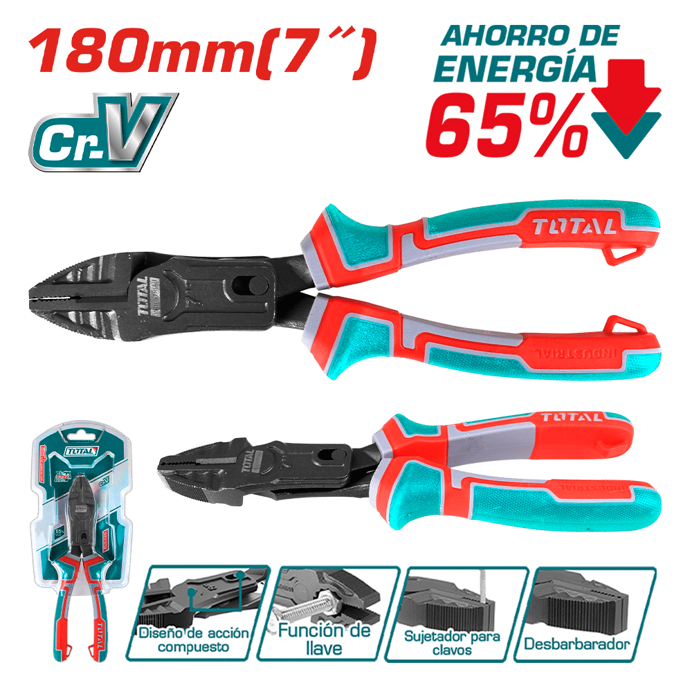 ALICATE COMBINADO ACC COMPUESTA 180MM(7PULG) CR.V MEJ:65% INDUSTRIAL