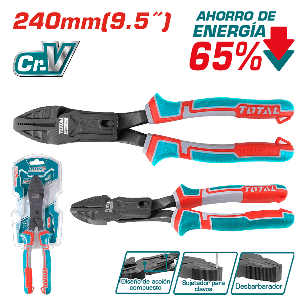 ALICATE COMBINADO ACC COMPUESTA 240MM(9.5PULG) CR.V MEJ:65% INDUSTRIAL