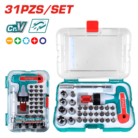 ATORNILLADOR RACHET + PUNTAS 31PCS MAGNETICO CR-V ESTUCHE
