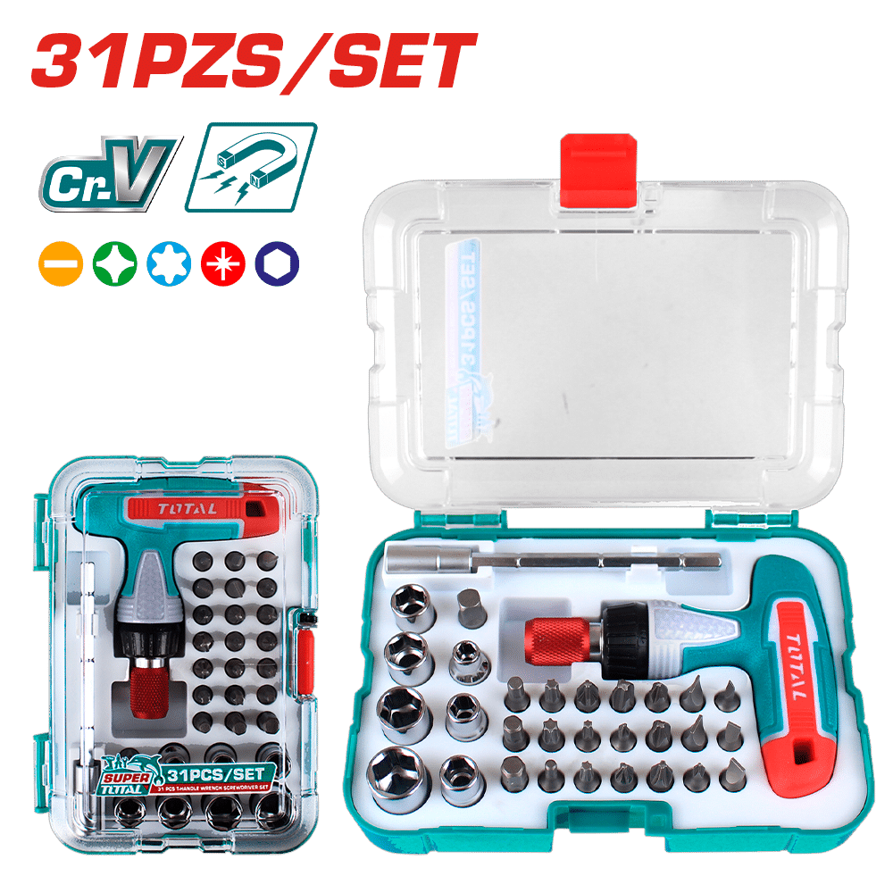 ATORNILLADOR RACHET + PUNTAS 31PCS MAGNETICO CR-V ESTUCHE