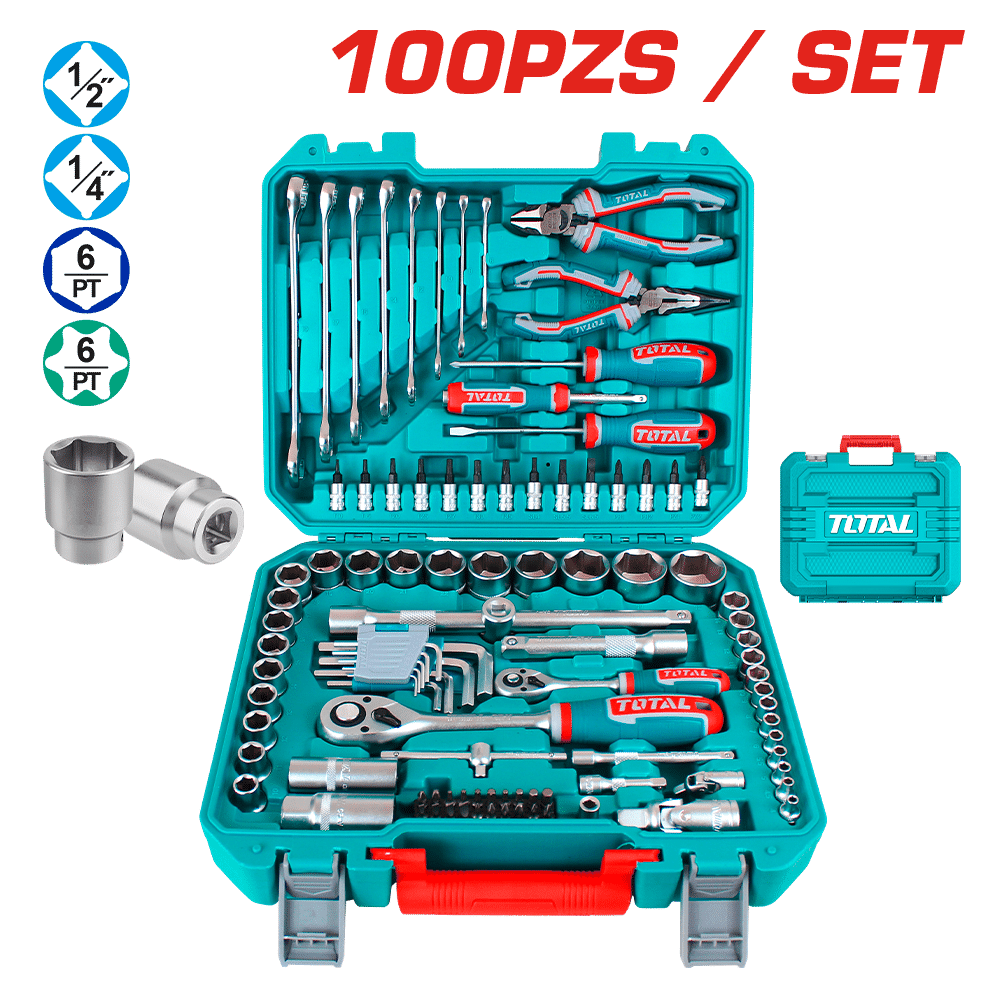 SET HERRAMIENTAS COMBINADAS 100 PZS INC MALETIN INDUSTRIAL