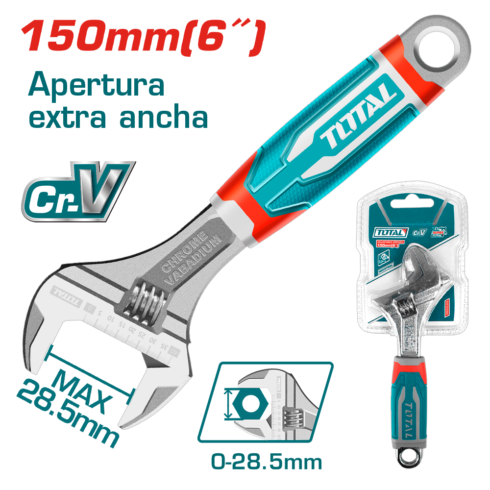 LLAVE AJUSTABLE 150MM 6'' 0-28.5MM CRV INDUSTRIAL