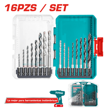 SET DE BROCAS METAL/CONCRETO/MADERA 16PZS EN ESTUCHE