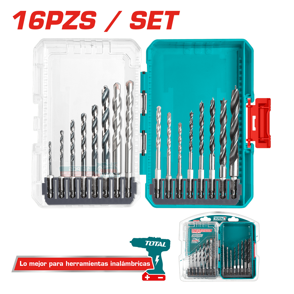 SET DE BROCAS METAL/CONCRETO/MADERA 16PZS EN ESTUCHE