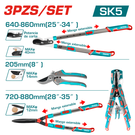 COMBO TIJERAS DE JARDIN 3PCS INDUSTRIAL