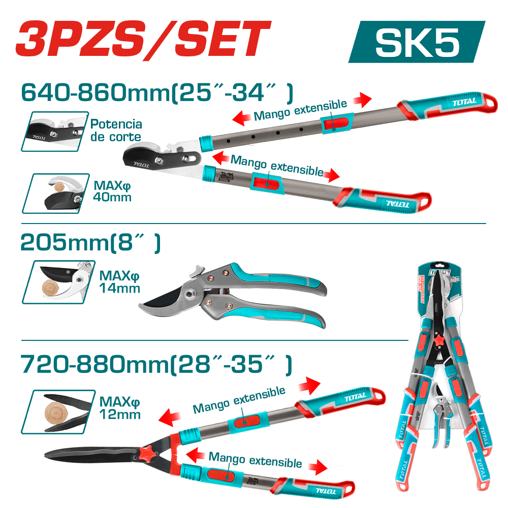 COMBO TIJERAS DE JARDIN 3PCS INDUSTRIAL