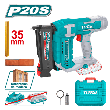 CLAVADORA 20V PIN 10-35MM 3C/S + 140 CLAVOS PIN + MALETIN INDUSTRIAL