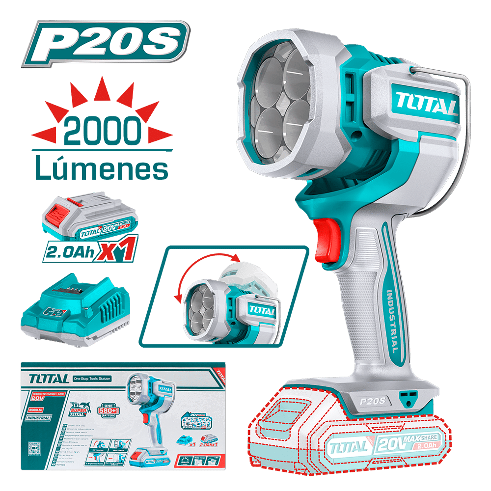 LINTERNA DE TRABAJO 20V 22.5W 2000LM LED 130G 1X2.0AH INDUSTRIAL