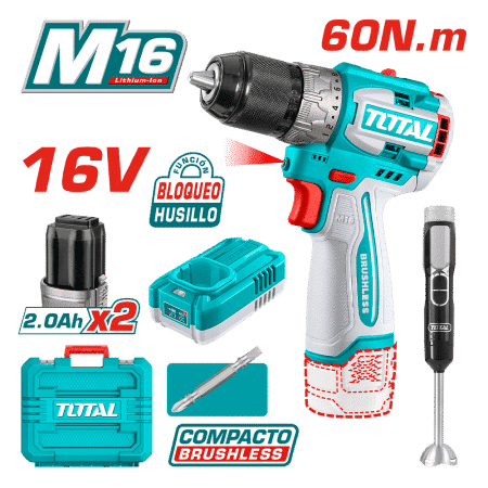 COMBO TALADRO 16V + BATIDORA DE MANO 2X2.0AH + MALETIN INDISTRUAL