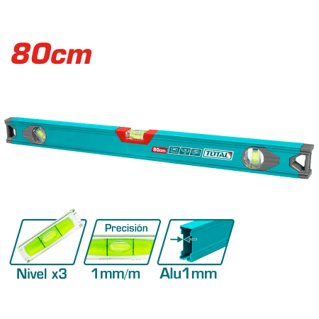 NIVEL BURBUJA 80CM B:3 ALUMINIO 1.0MM PRES:1MM